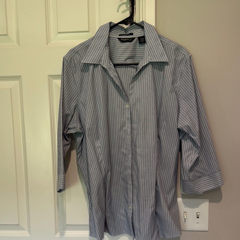 Eddie Bauer Blue Button Down Shirt with Traditional Collar